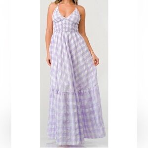 Lavender Checkered Maxi Dress